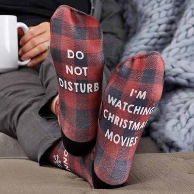 Buffalo Plaid Personalized Christmas Socks