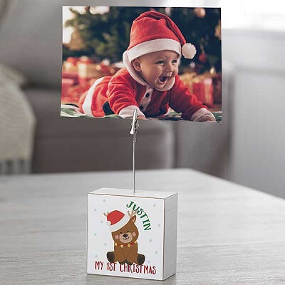 First Christmas Personalized Photo Clip Block