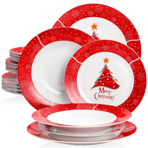 Red Christmas Tree Dinnerware Set