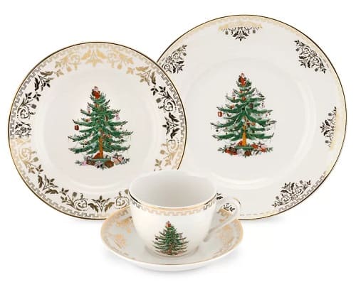 Spode’s Gold Christmas Tree Dinnerware Set