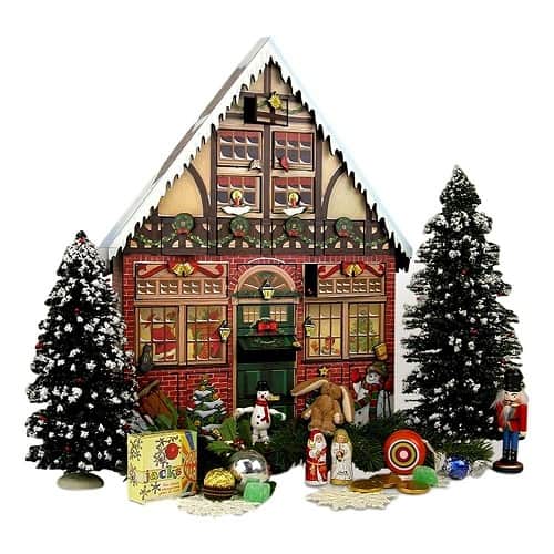 VEYLIN Xmas Wooden Advent Calendar with LED Lights 24 Storage Drawers for Kids Christmas Decoration