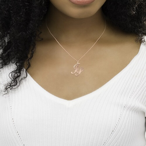 Rose Gold Monogram Necklace with 2 Initials