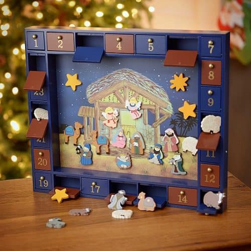 wooden nativity advent calendar