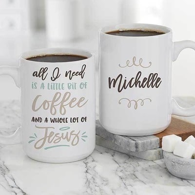 A Little Bit of Coffee and a Lot of Jesus Personalized Coffee Mug