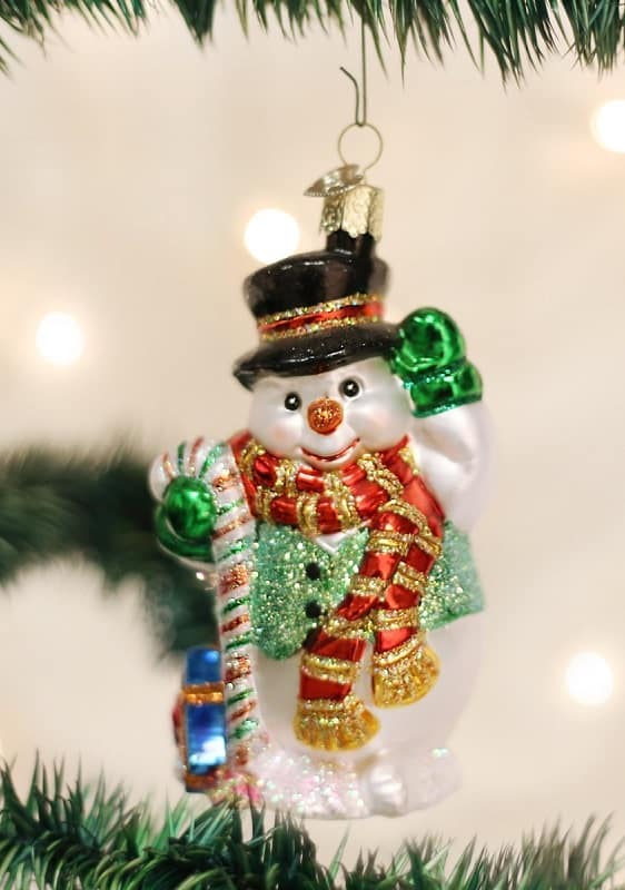 Candy Cane Snowman Ornament - Beautiful ornament from Old World Christmas