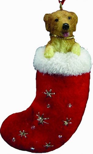 Golden Retrieve Dog in Red Stocking Xmas Decoration Tree Ornament Celebrating Christmas Holiday Decor Puppy Craft Embellishments 3.74 