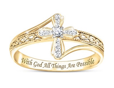 "Heavenly Grace" Genuine Diamond Cross Ring