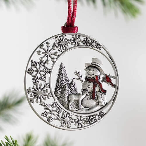 Pewter Snowman Christmas Ornament