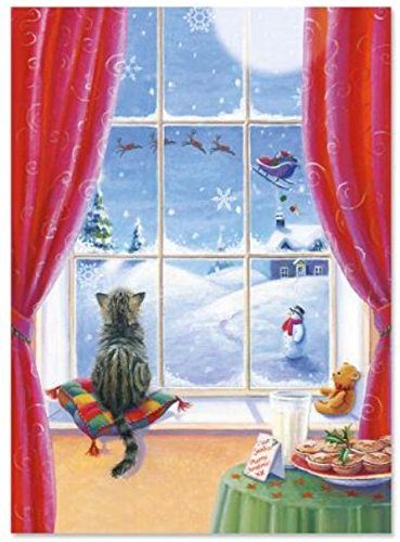 Watchful Kitten Christmas Card