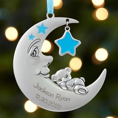 Baby's 1st Christmas Personalized Moon Boy Ornament