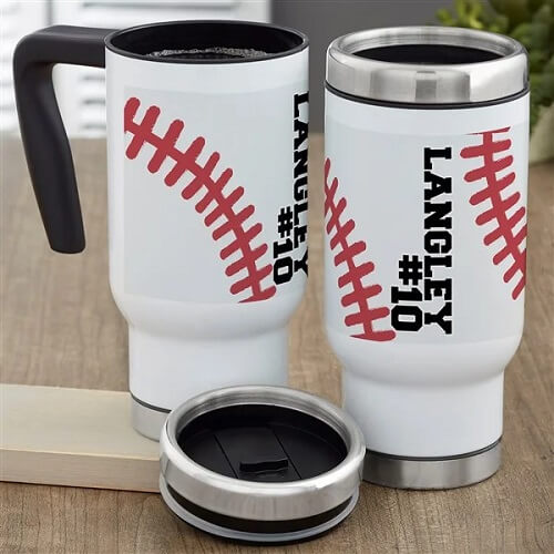 Baseball Personalized Travel Mug - Gifts for 15 Year Old Boys