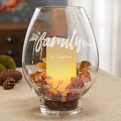 Cozy Home Engraved Hurricane Candle Holder