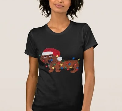 Dachshund Tangled In Christmas Lights T-Shirt