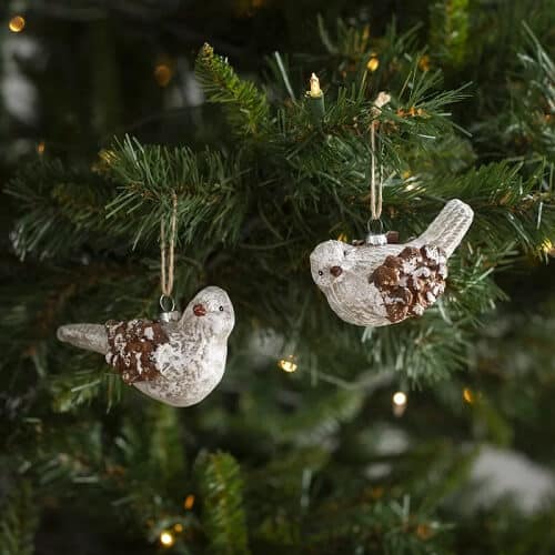 Pinecone Birds Holiday Ornament - Set of 2