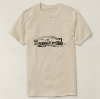 Vintage Steam Train Sketch T-shirt