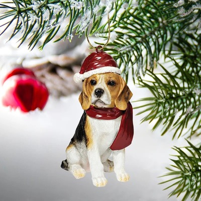 Beagle With Santa Hat Ornament