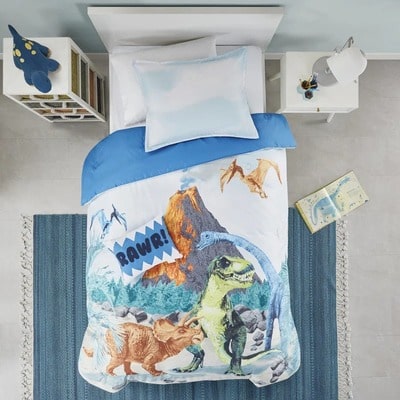 Dinosaur-Printed Microfiber Comforter Set