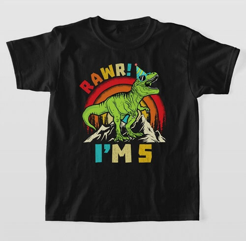 I Am 5 Dinosaur Rawr T-Shirt