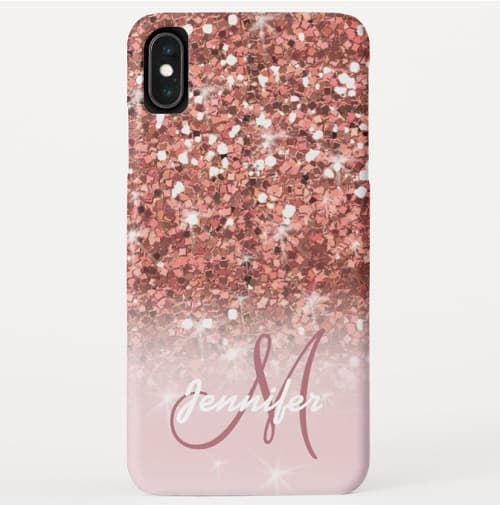 Personalized Girly Rose Gold Glitter Phone Case