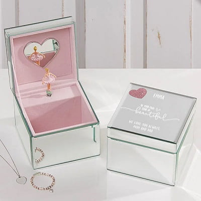 Personalized Mirrored Ballerina Musical Jewelry Box