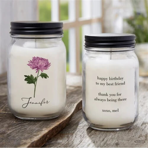 Birth Month Flower Personalized Candle Jar