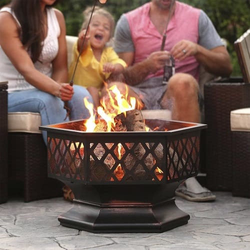 Christmas Gifts for The Family - 24in Hex-Shaped Fire Pit - Black