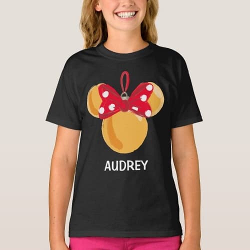 Minnie Mouse Christmas Ornament - Name T-Shirt