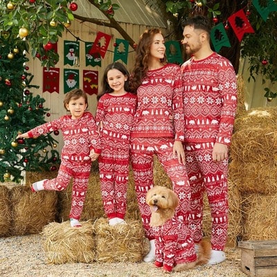 Traditional Christmas Print Family Matching Pajamas Set