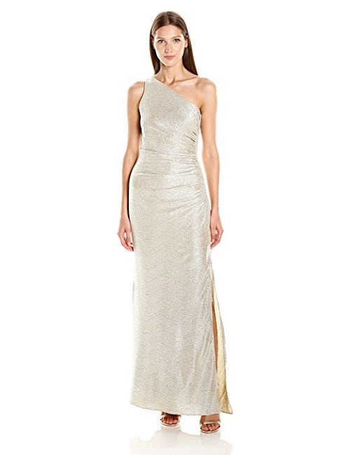 laundry BY SHELLI SEGAL One Shoulder Silver Gown