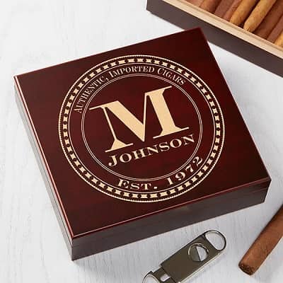 Personalized Cherry Wood Cigar Humidor