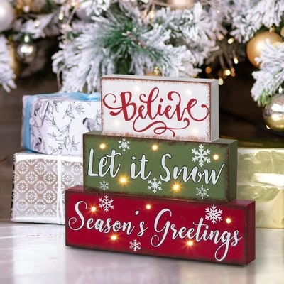 Christmas LED Lighted Block Word Sign
