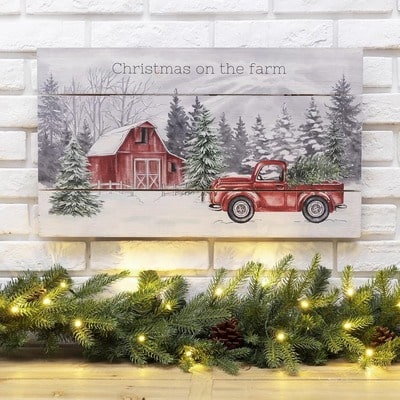 Red Barn and Vintage Truck Farmhouse Sign