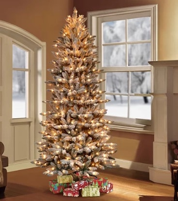 Flocked Slim Fraser Fir Artificial Christmas Tree