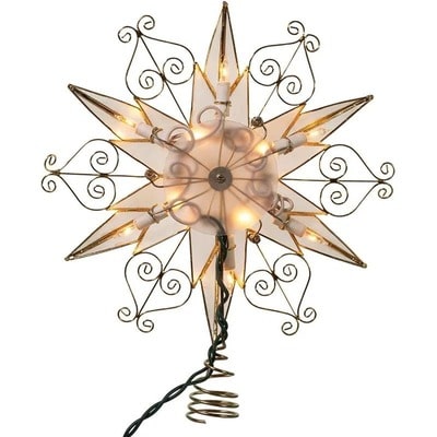 6 Point Capiz Star Tree Topper with Scroll Design