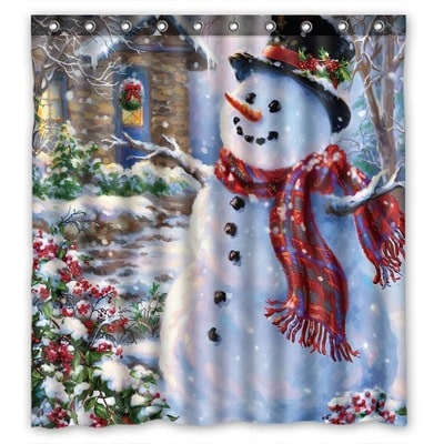 Christmas Snowman Shower Curtain