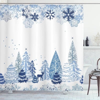 Forest Winter Shower Curtain Set + Hooks