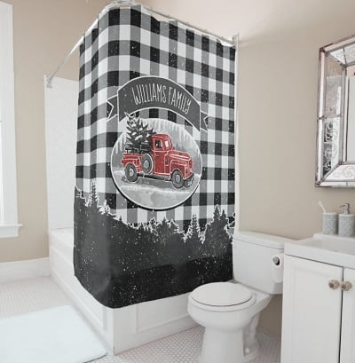 Personalized Vintage Red Truck Shower Curtain