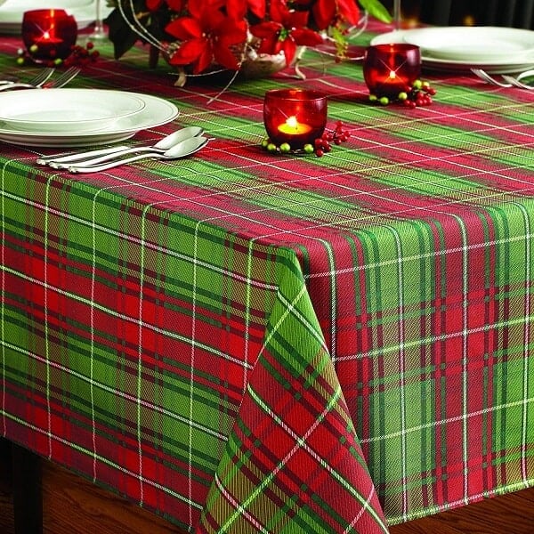 Christmas Tablecloths - Christmas Plaid Tablecloth Red-Green