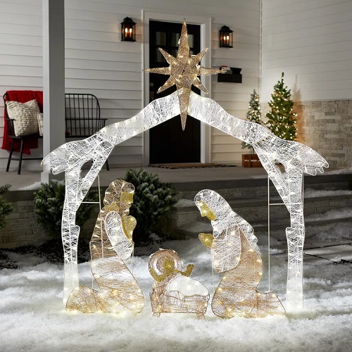 Lighted Crystal Christmas Nativity Display for the Yard