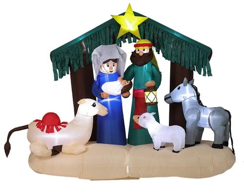 Lighted Inflatable Nativity Scene With Camel and Donkey