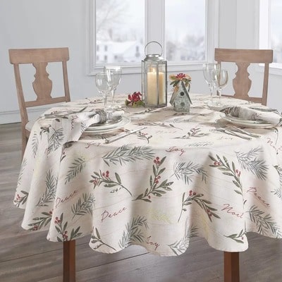 Round Floral Christmas Tablecloth
