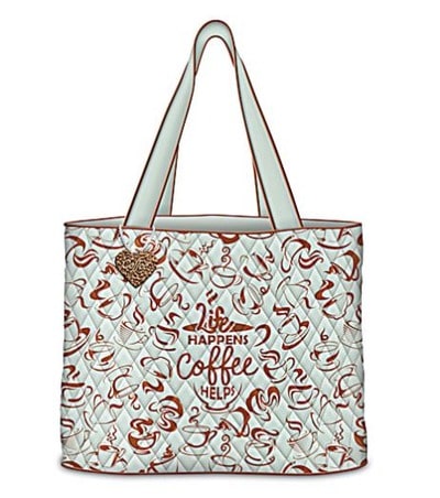 Coffee-Themed Quilted Tote Bag