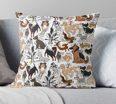 Dogs! Dogs Everywhere! Throw Pillow