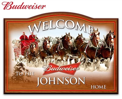 Personalized Budweiser Wooden Welcome Sign
