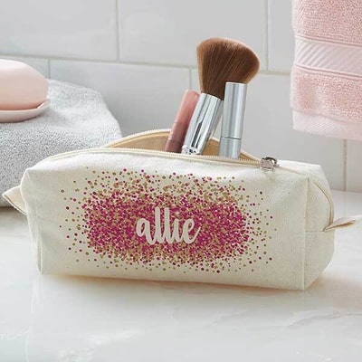 Sparkling Personalized Canvas Cosmetic Case