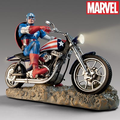 CAPTAIN AMERICA on his Illuminated Star Spangled Motorcycle