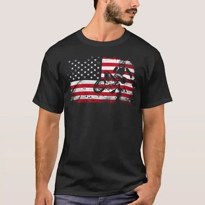 Dirt Bike American Flag T-Shirt