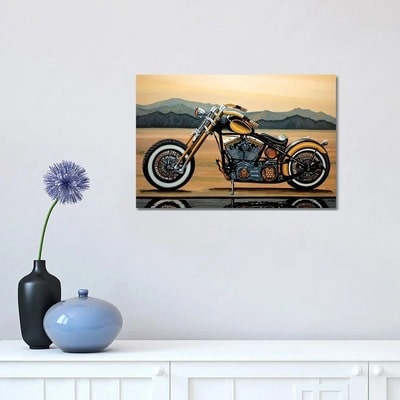 Harley Davidson Wrapped Canvas Painting