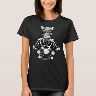 Motorbike Rider Cat T-Shirt