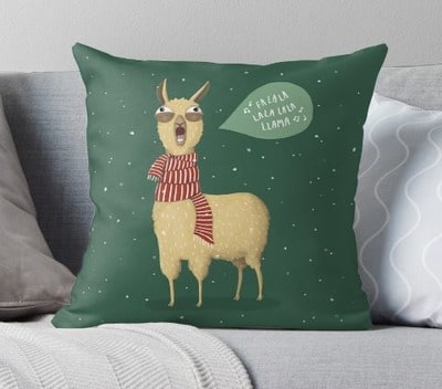 Christmas Holiday Llama Throw Pillow
